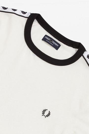 White Fred Perry Taped Ringer Men's T Shirts | PH 1785FDNM